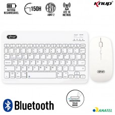 Kit Teclado + Mouse sem Fio KP-TE127 Knup - Branco